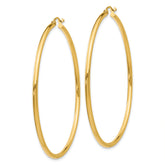 10K Yellow Gold Polished Hoop Earrings  50mm Elegant Tube Design for Women